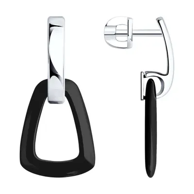 Серьги из серебра с керамическими вставками из серебро