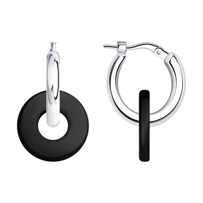 Серьги из серебра с керамическими вставками из серебро