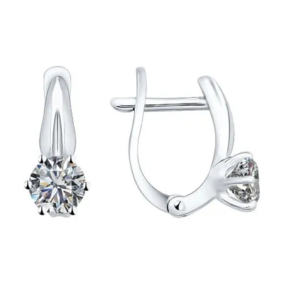 Серьги из серебра с фианитами из серебро