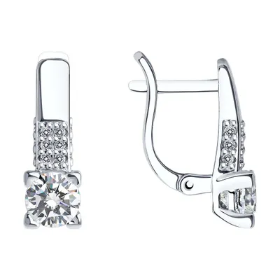 Серьги из серебра с фианитами из серебро