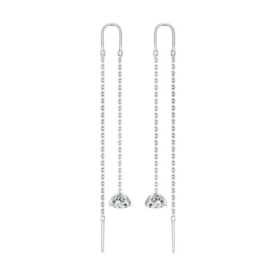 Серьги из серебра с фианитами из серебро