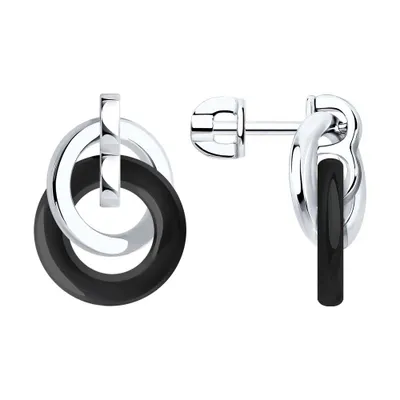 Серьги из серебра с керамическими вставками из серебро