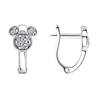 Серьги из серебра с фианитами из серебро