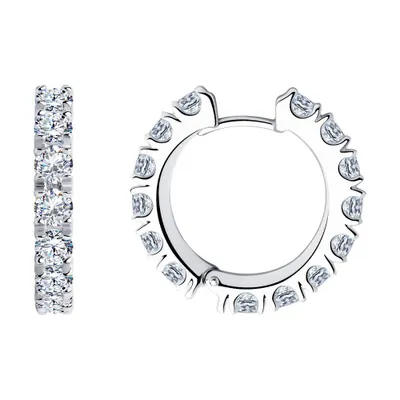 Серьги из серебра с фианитами из серебро