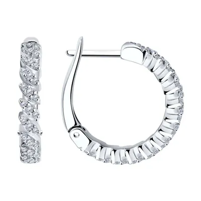 Серьги из серебра с фианитами из серебро