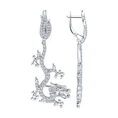 Серьги из серебра с фианитами из серебро