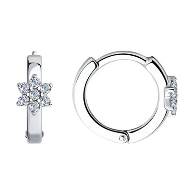 Серьги из серебра с фианитами из серебро