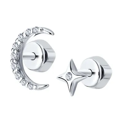 Серьги из серебра с фианитами из серебро