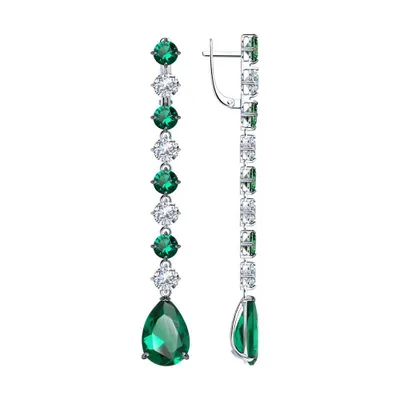 Серьги из серебра с фианитами из серебро