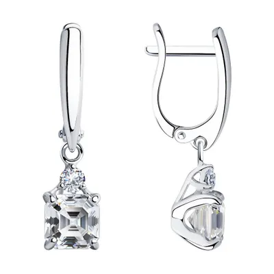 Серьги из серебра с фианитами из серебро