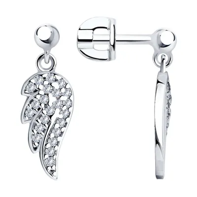 Серьги из серебра с фианитами из серебро