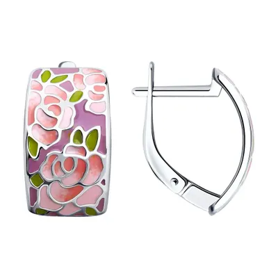 Серьги из серебра с эмалью из серебро