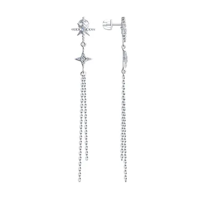 Серьги из серебра с фианитами из серебро