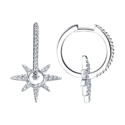 Серьги из серебра с фианитами из серебро