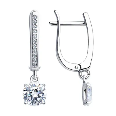 Серьги из серебра с фианитами из серебро