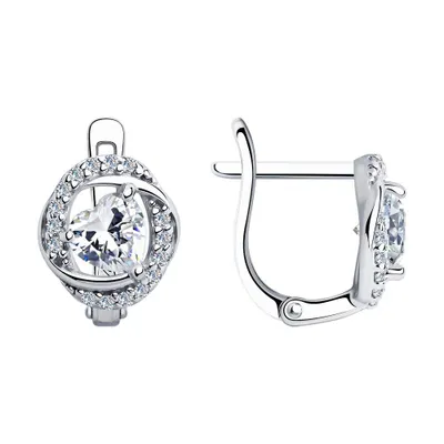 Серьги из серебра с фианитами из серебро