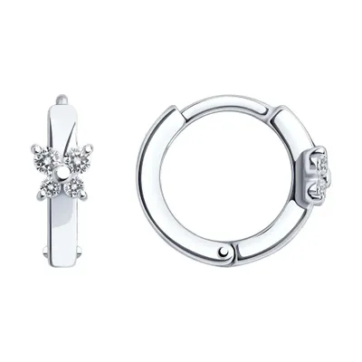 Серьги из серебра с фианитами из серебро