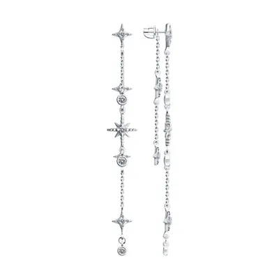 Серьги из серебра с фианитами из серебро