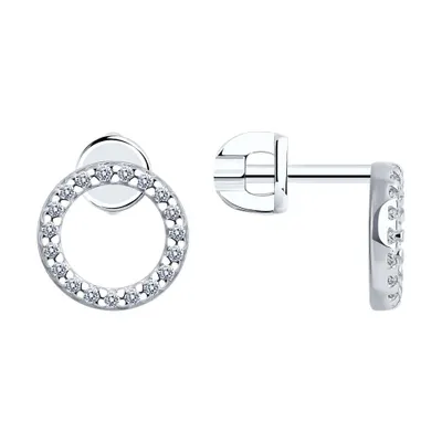 Серьги из серебра с фианитами из серебро