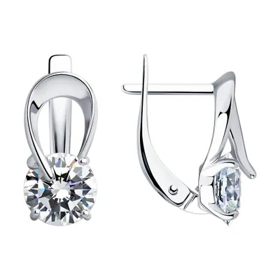 Серьги из серебра с фианитами из серебро