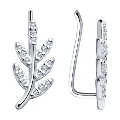 Серьги из серебра с фианитами из серебро