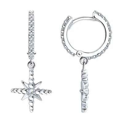 Серьги из серебра с фианитами из серебро