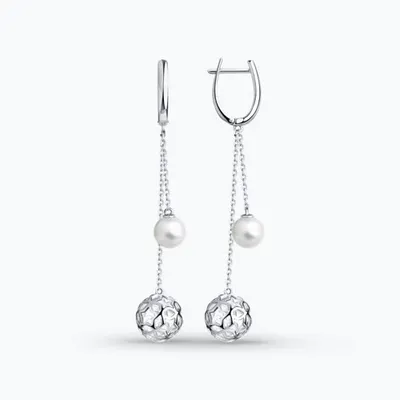 Серьги из серебра с жемчугом из серебро