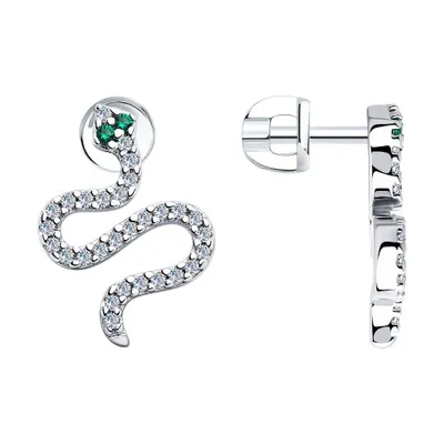 Серьги из серебра с фианитами из серебро