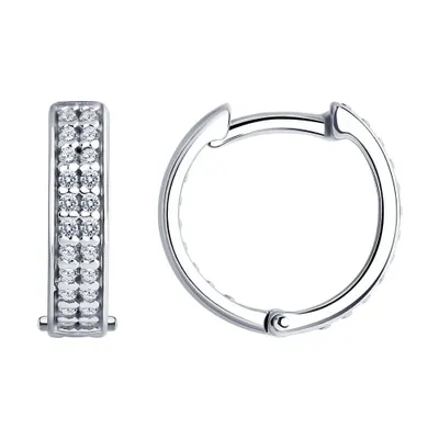 Серьги из серебра с фианитами из серебро