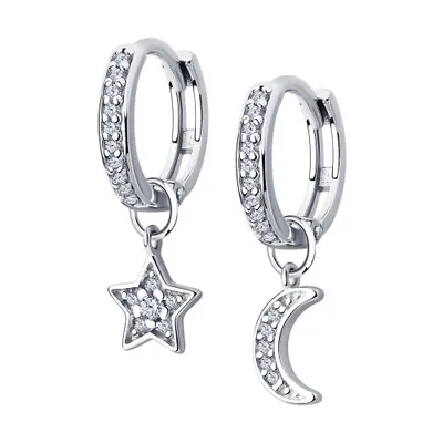 Серьги из серебра с фианитами из серебро