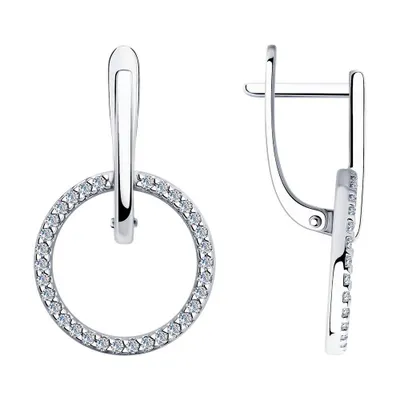 Серьги из серебра с фианитами из серебро