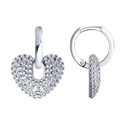 Серьги из серебра с фианитами из серебро