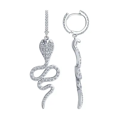 Серьги из серебра с фианитами из серебро