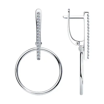 Серьги из серебра с фианитами из серебро