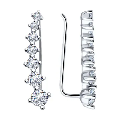 Серьги из серебра с фианитами из серебро