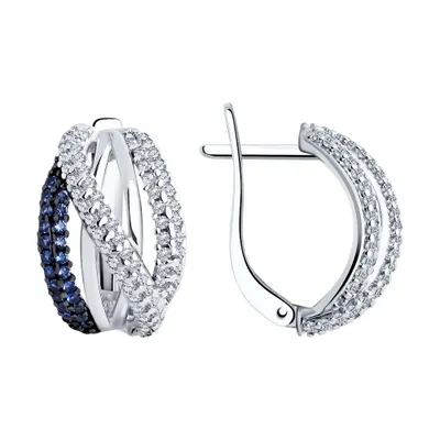 Серьги из серебра с фианитами из серебро