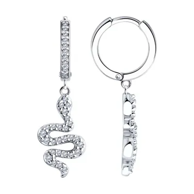 Серьги из серебра с фианитами из серебро