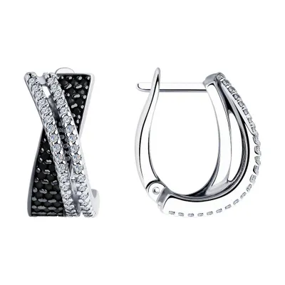 Серьги из серебра с фианитами из серебро