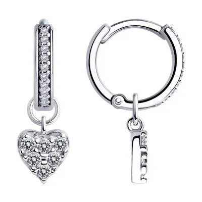 Серьги из серебра с фианитами из серебро