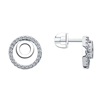 Серьги из серебра с фианитами из серебро