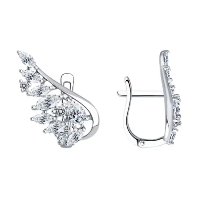 Серьги из серебра с фианитами из серебро