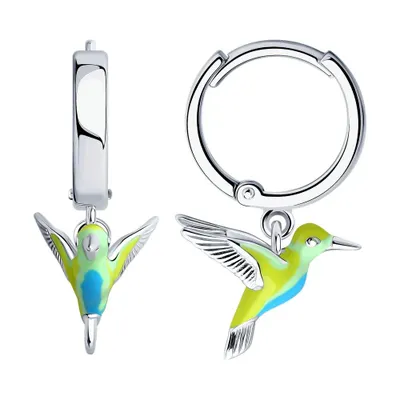 Серьги из серебра с эмалью из серебро