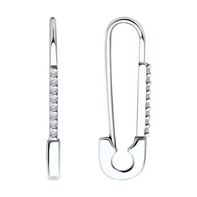 Серьги из серебра с фианитами из серебро