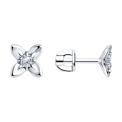 Серьги из серебра с фианитами из серебро