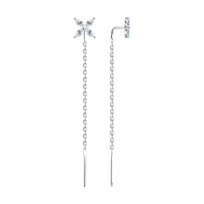 Серьги из серебра с фианитами из серебро