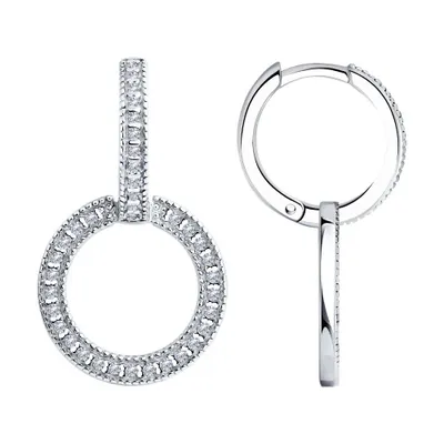 Серьги из серебра с фианитами из серебро