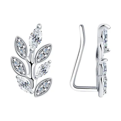 Серьги из серебра с фианитами из серебро