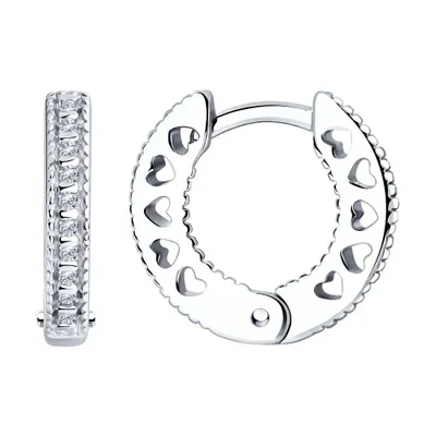 Серьги из серебра с фианитами из серебро