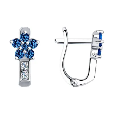 Серьги из серебра с фианитами из серебро