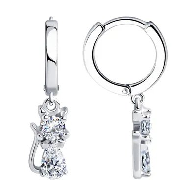 Серьги из серебра с фианитами из серебро